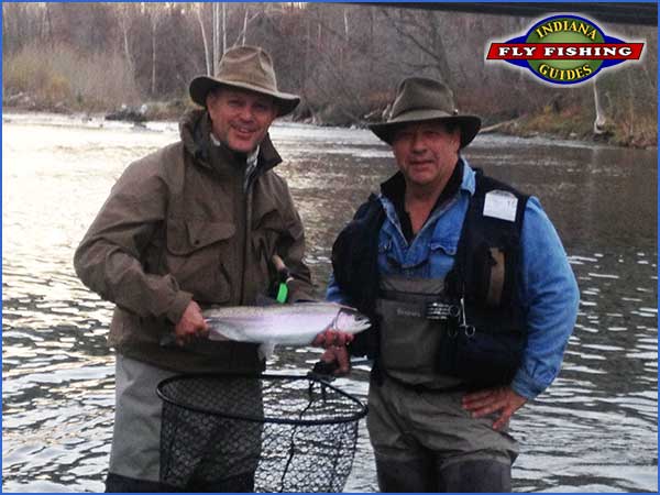 Rob Walters and Ed Devine with an Erie Steelhead