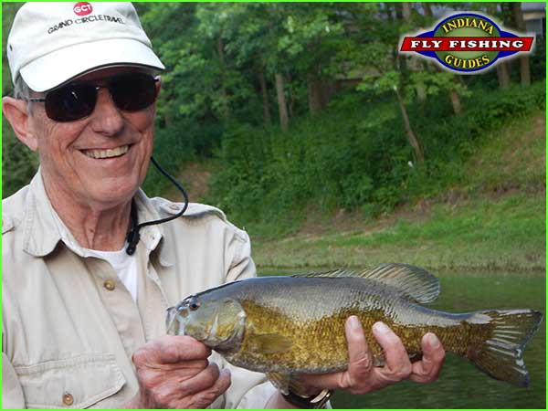 Sugar Creek smallmouth bass caught on fly rod with topwater fly